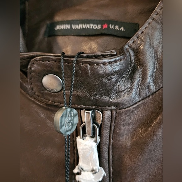 John Varvatos Soft and Luxurious Genuine Sheep Leather Racer Jacket Dk Brown-szL - Picture 8 of 15